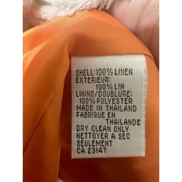 Talbots Linen Womens Jacket 14 Salmon/Orange Button-Up Lined Classic - Picture 6 of 7